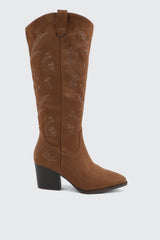 Knee High Cowboy Boots with Floral Embroideries