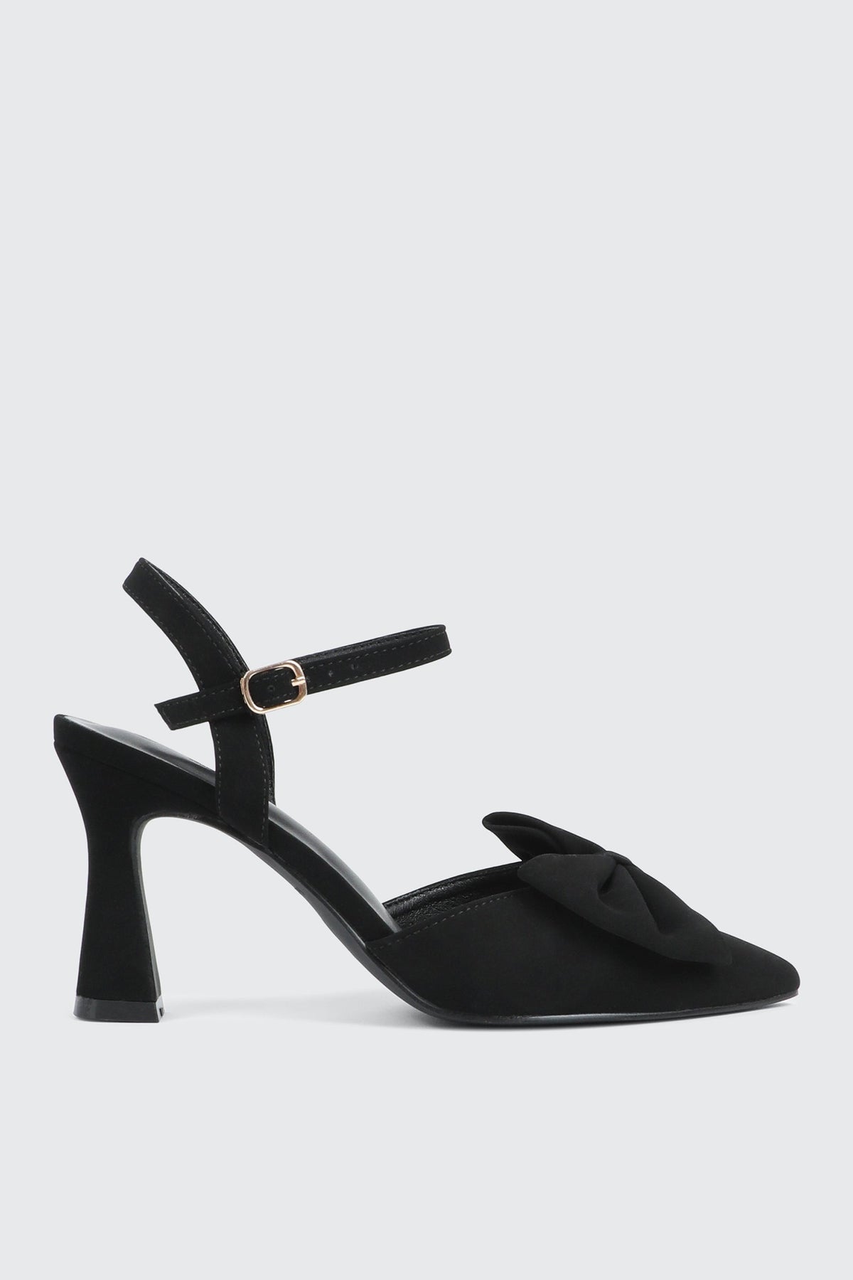 Flare Heel Pumps with Bow Detail