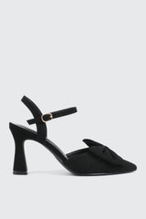 Flare Heel Pumps with Bow Detail