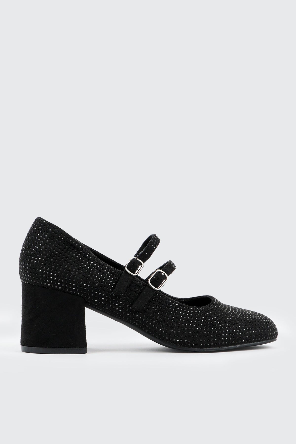 Faux Suede Block Heel Mary Janes