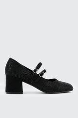 Faux Suede Block Heel Mary Janes