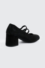 Faux Suede Block Heel Mary Janes