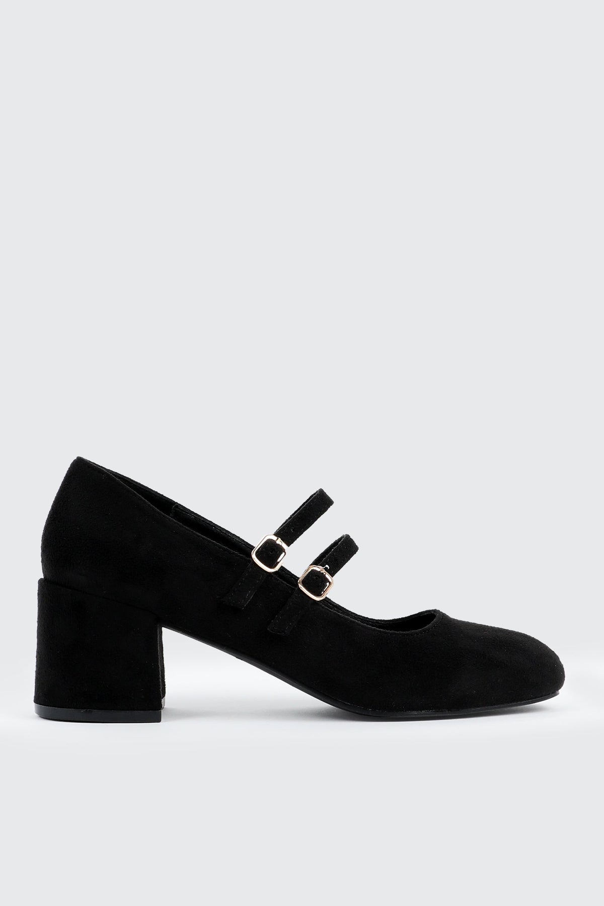 Faux Suede Block Heel Mary Janes