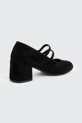 Faux Suede Block Heel Mary Janes