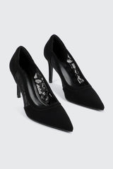 Faux Suede & Lace Pumps
