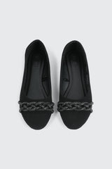 Faux Suede Ballet Flats with Braided Detail