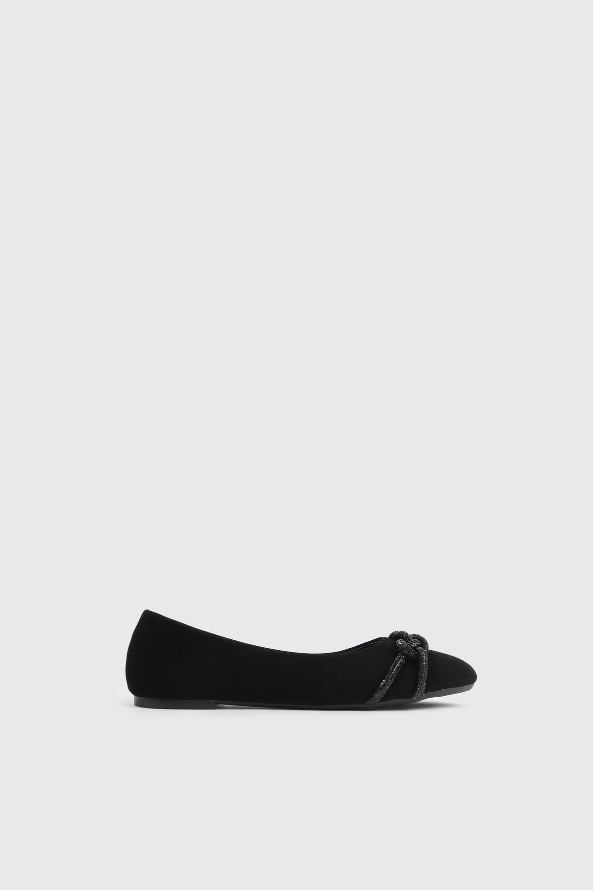 Faux Suede Ballet Flats with Braided Detail