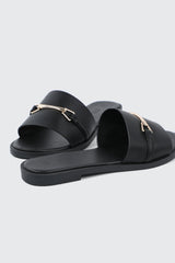 Metallic Ornament Flat Sandals