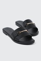 Metallic Ornament Flat Sandals