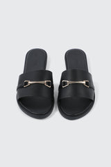 Metallic Ornament Flat Sandals