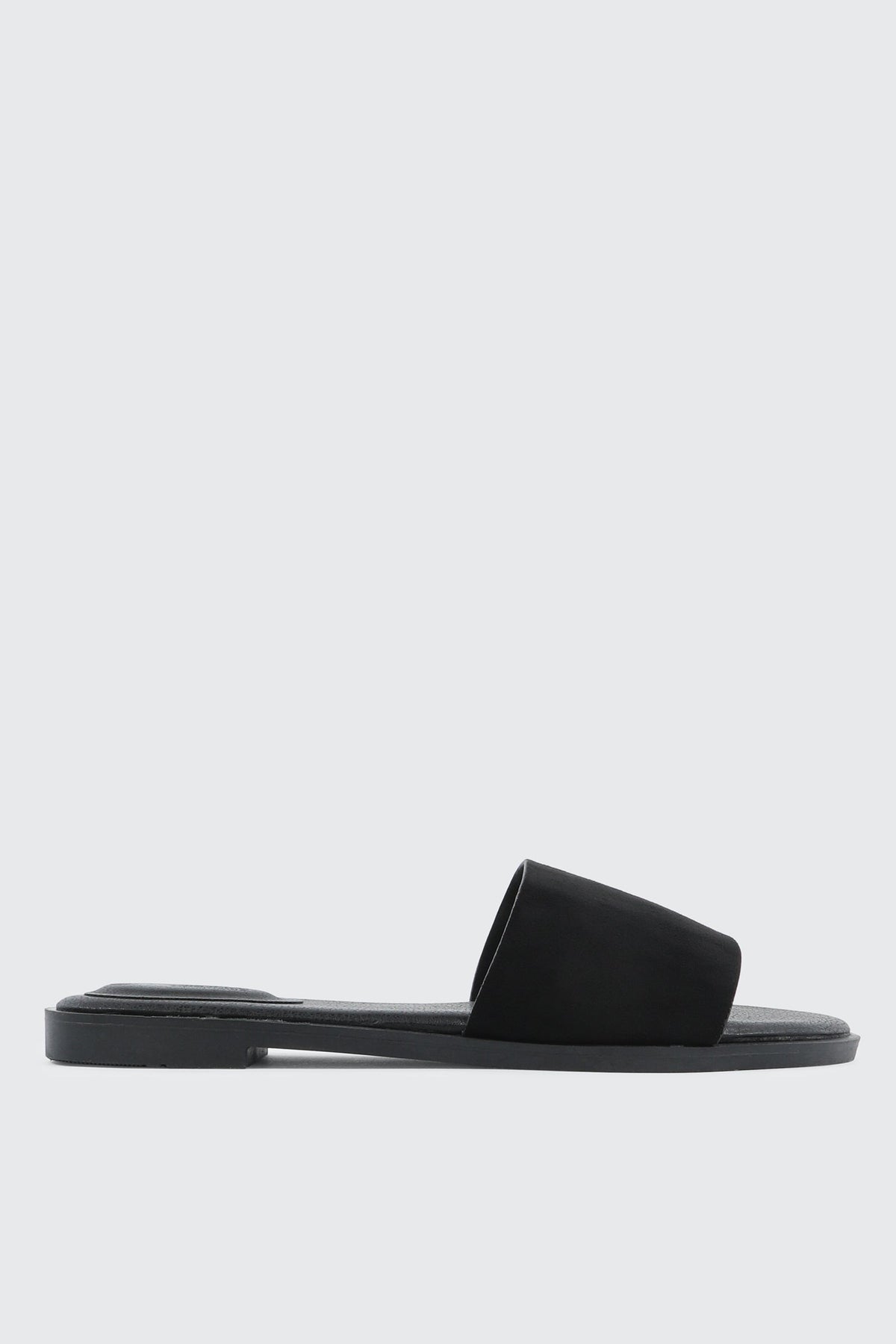 Faux Leather One Band Flat Sandals