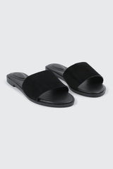 Faux Leather One Band Flat Sandals