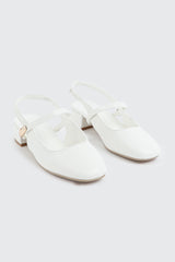 Slingback Shoes with Metal Ornament