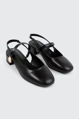 Slingback Shoes with Metal Ornament