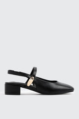 Slingback Shoes with Metal Ornament