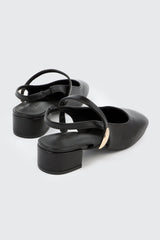 Slingback Shoes with Metal Ornament
