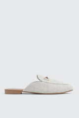 Round Toe Mules with Metal Ornament