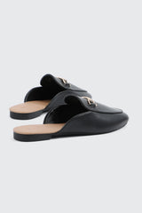 Round Toe Mules with Metal Ornament