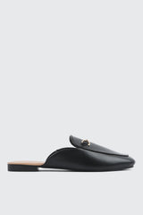 Round Toe Mules with Metal Ornament