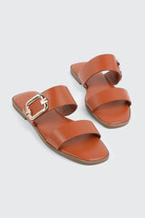 Flat Sandals with Chunky Buckle Detail