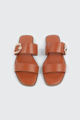 Flat Sandals with Chunky Buckle Detail