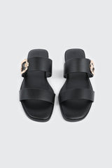 Flat Sandals with Chunky Buckle Detail
