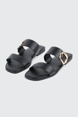 Flat Sandals with Chunky Buckle Detail