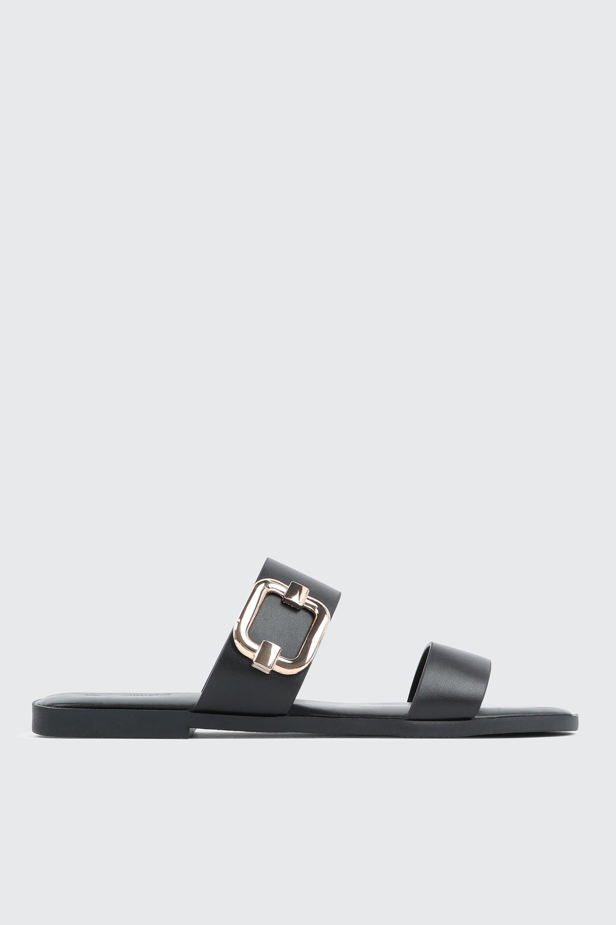 Flat Sandals with Chunky Buckle Detail