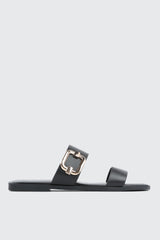 Flat Sandals with Chunky Buckle Detail