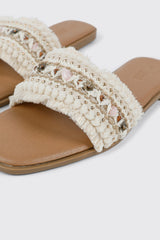 Embellished Raffia Sandals