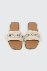 Embellished Raffia Sandals