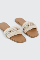 Embellished Raffia Sandals