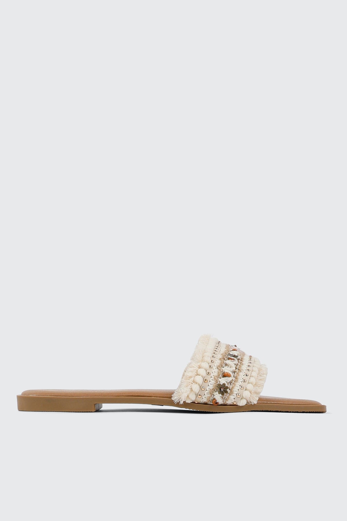 Embellished Raffia Sandals