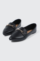 Faux Leather Pointed Toe Loafers