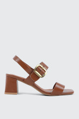 Block Heel Sandals with Buckle Strap