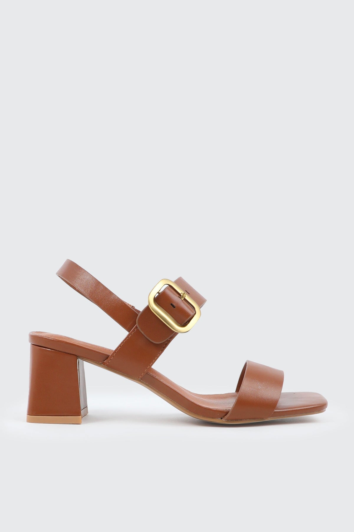 Block Heel Sandals with Buckle Strap
