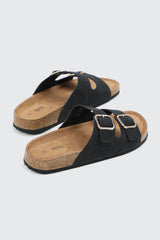 Faux Leather Two-Buckle Sandals