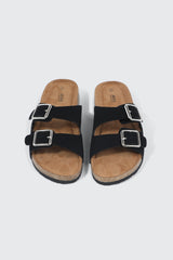 Double Buckle Slide Sandals