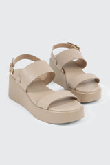Faux Leather Wedge Sandals