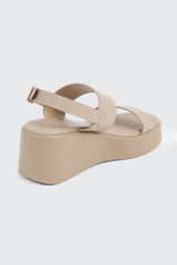 Faux Leather Wedge Sandals