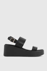 Faux Leather Wedge Sandals