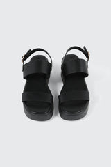 Faux Leather Wedge Sandals