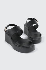Faux Leather Wedge Sandals