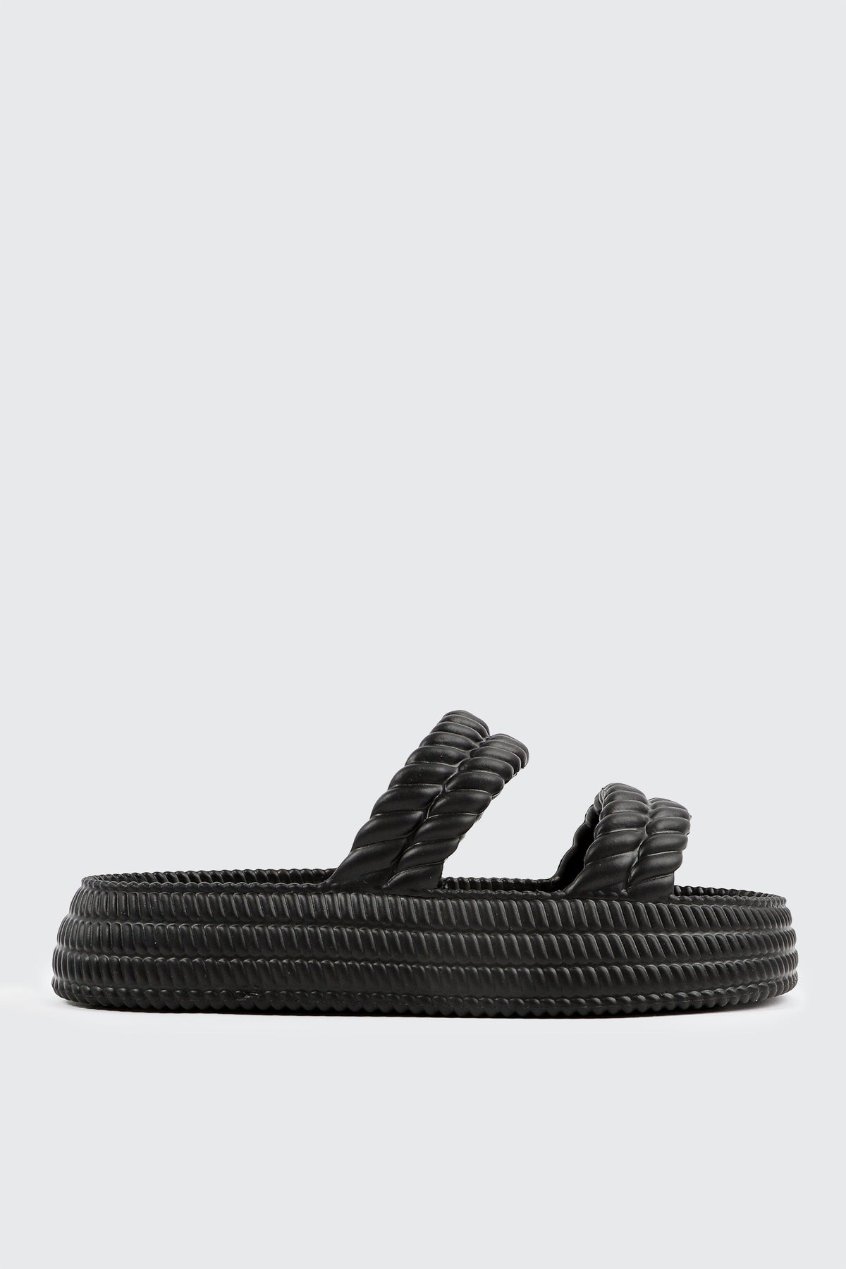 Double Braided Strap Slide Sandals
