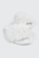 Faux Fur Pool Slides Sandals