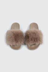 Faux Fur Pool Slides Sandals