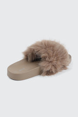 Faux Fur Pool Slides Sandals