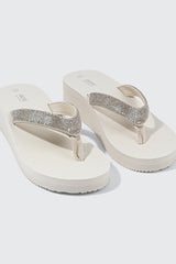 Rhinestone Platform Wedge Flip Flops