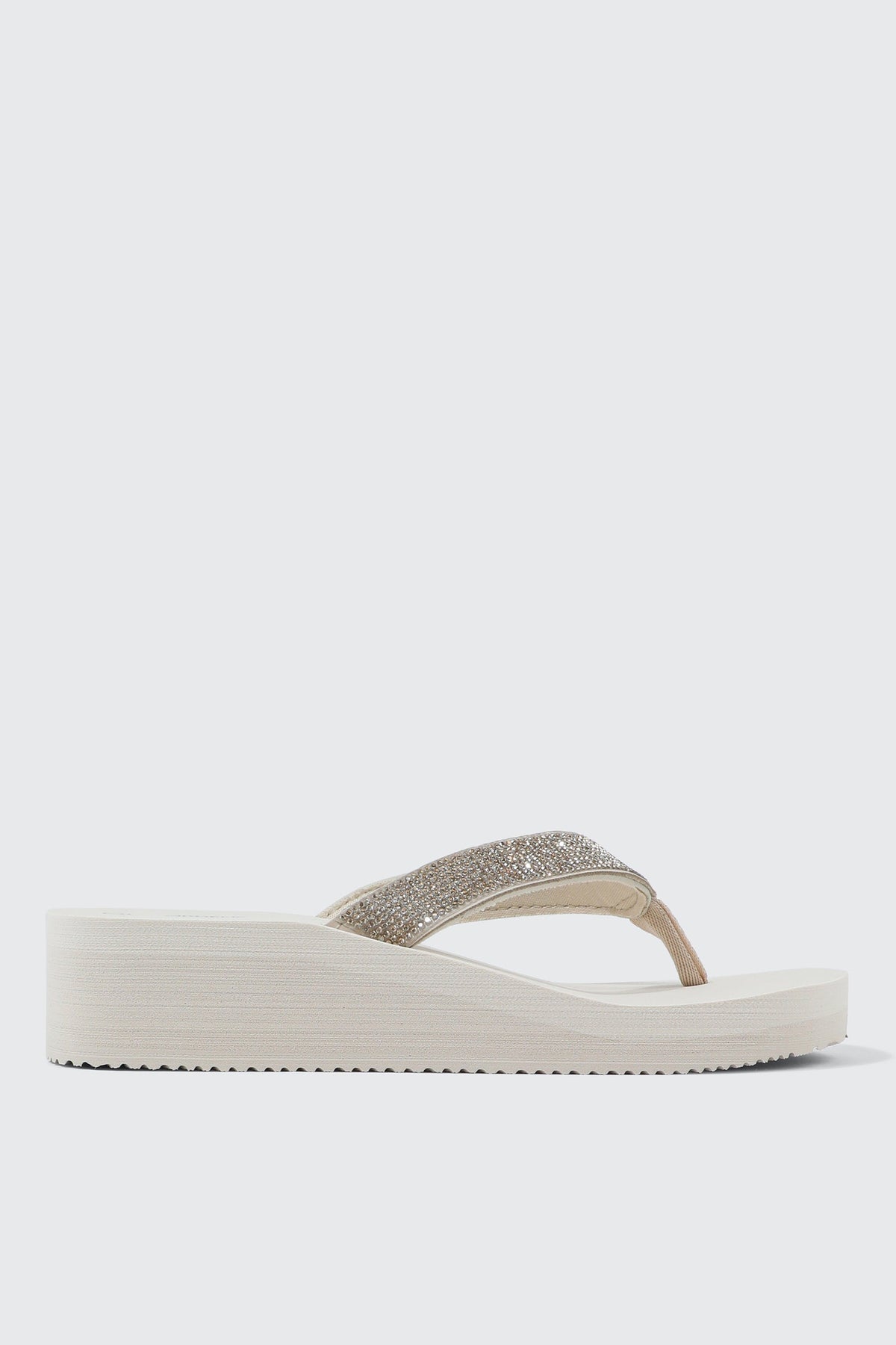 Rhinestone Platform Wedge Flip Flops