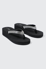 Rhinestone Platform Wedge Flip Flops